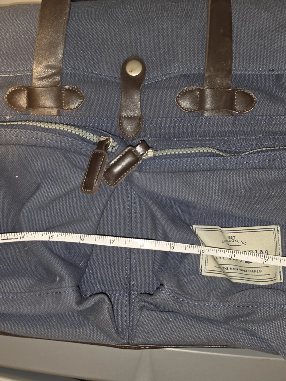 Florsheim Blue Canvas & Leather Messenger Crossbody Bag